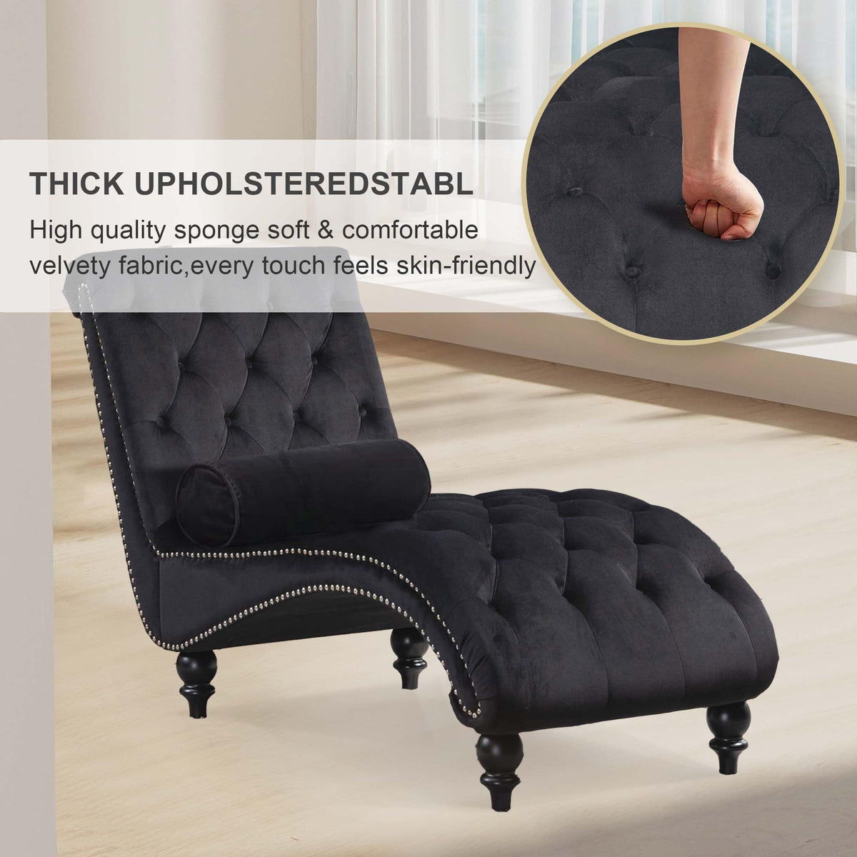 Black Velvet Chaise Lounge