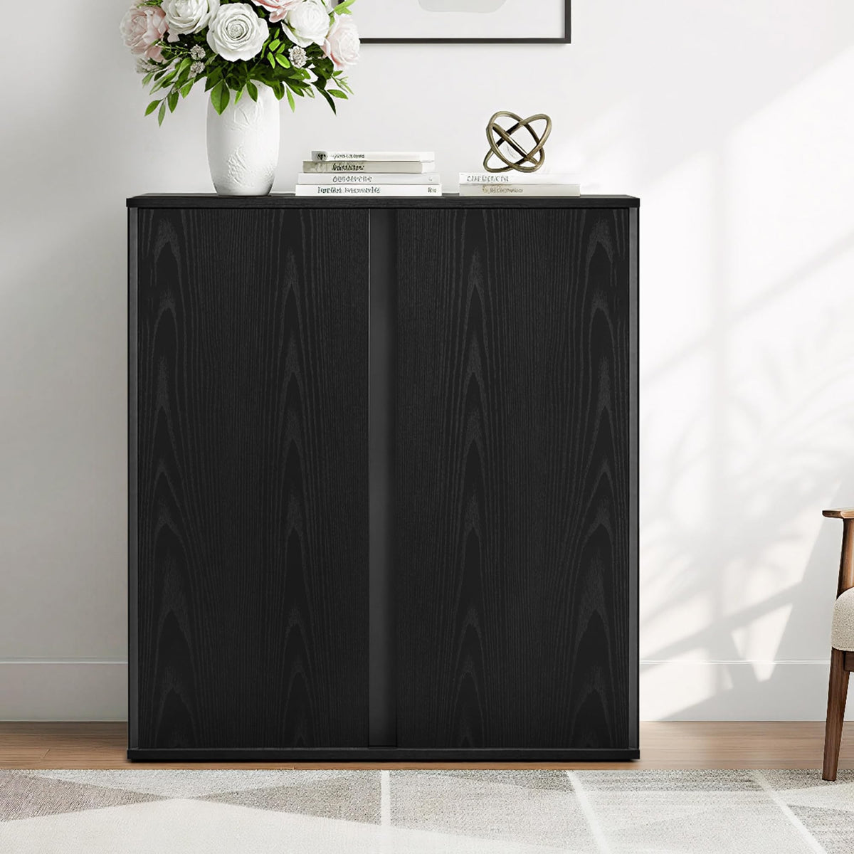 KISLOT 31.5" Sideboard Buffet Cabinet with Storage Modular Accent Display Kitchen Storage Cabinet Wood Coffee Bar Console for Living Room, Hallway, Kitchen, Dining Room,Black