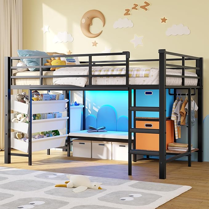 Twin Low Loft Bed with Storage