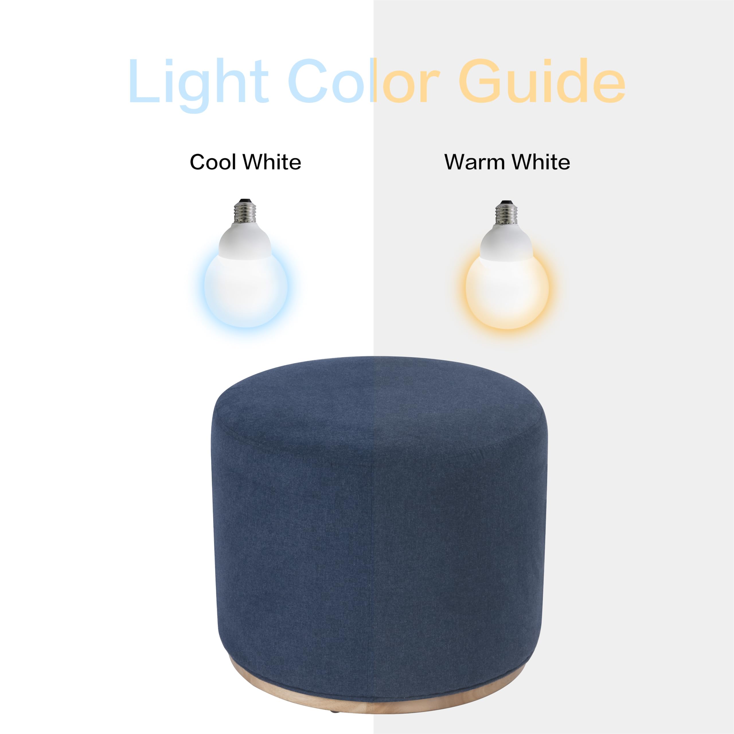 Round Upholstered Ottoman with Wood Base