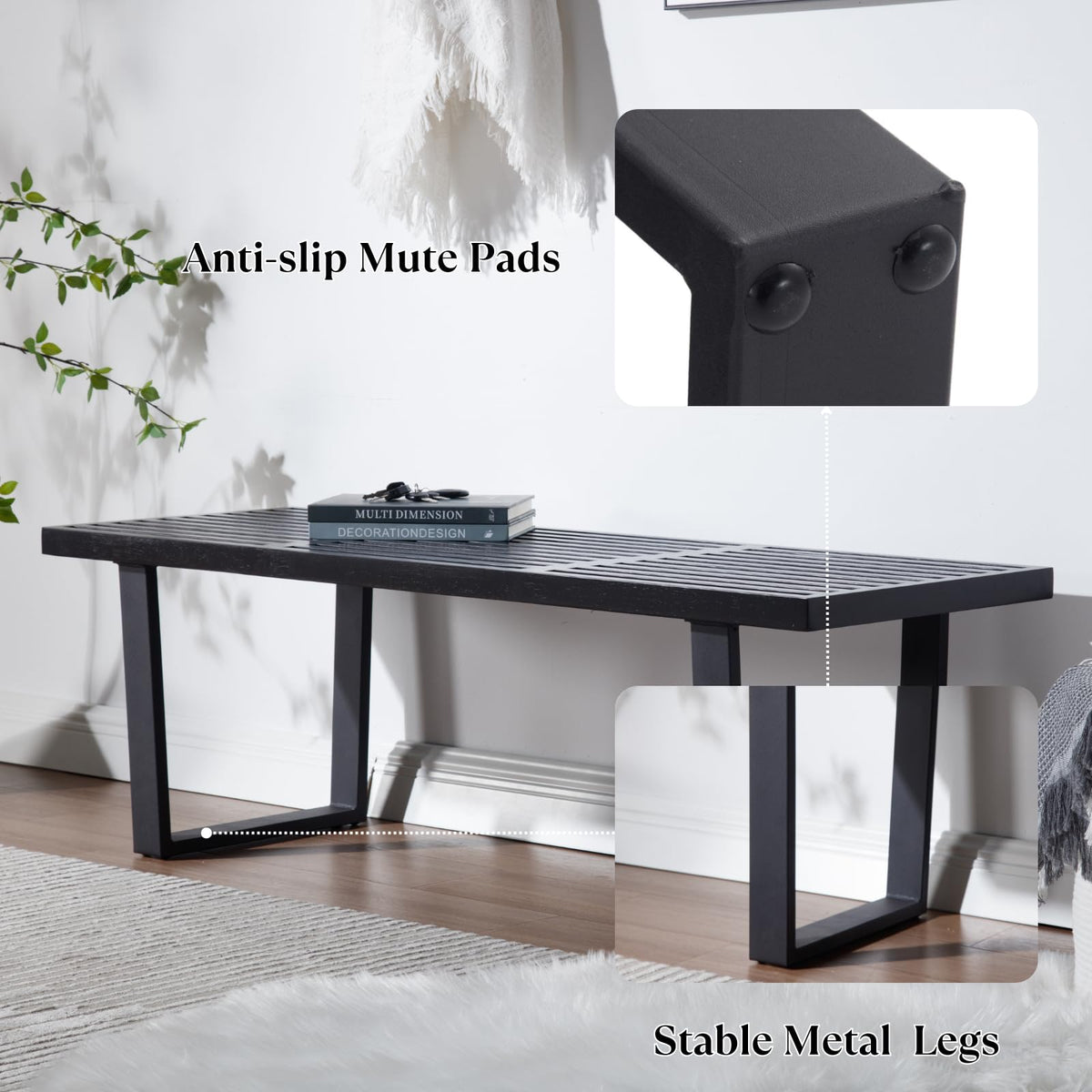 Slatted Wood Dining Bench