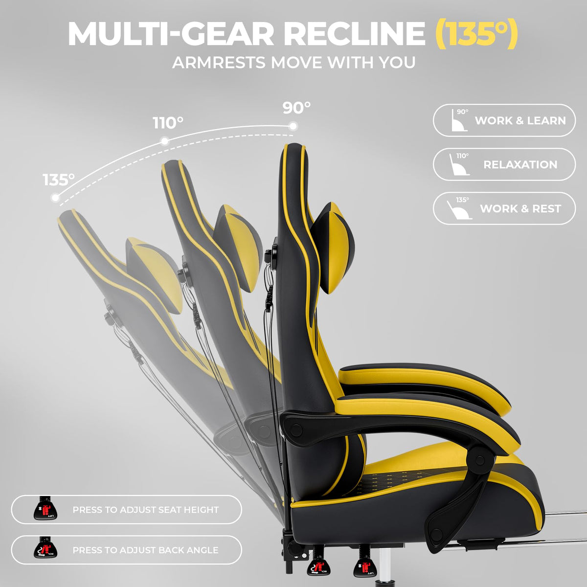 Ergonomic Video Gaming Chair Blackyellow
