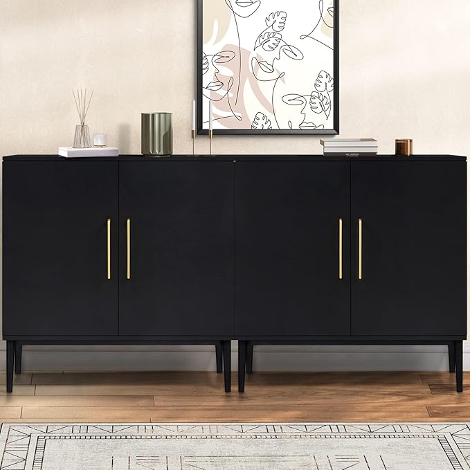 Fluted Buffet Cabinet Sideboard with 2 Doors