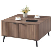 Fluted Lift Top Square Coffee Table with Hidden Storage