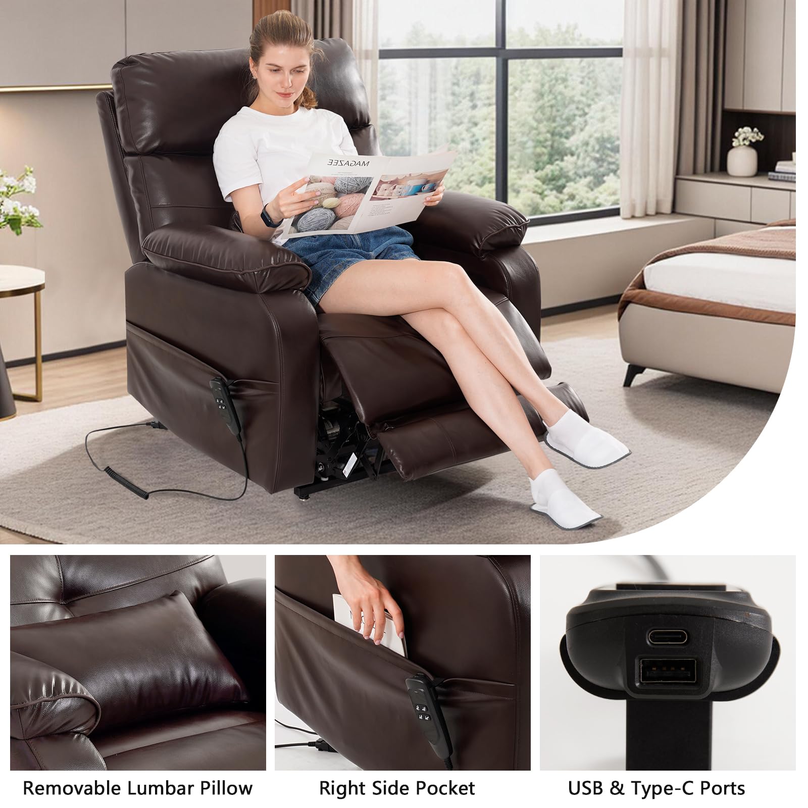 Dual Motor Infinite Position Power Lift Recliner Chair