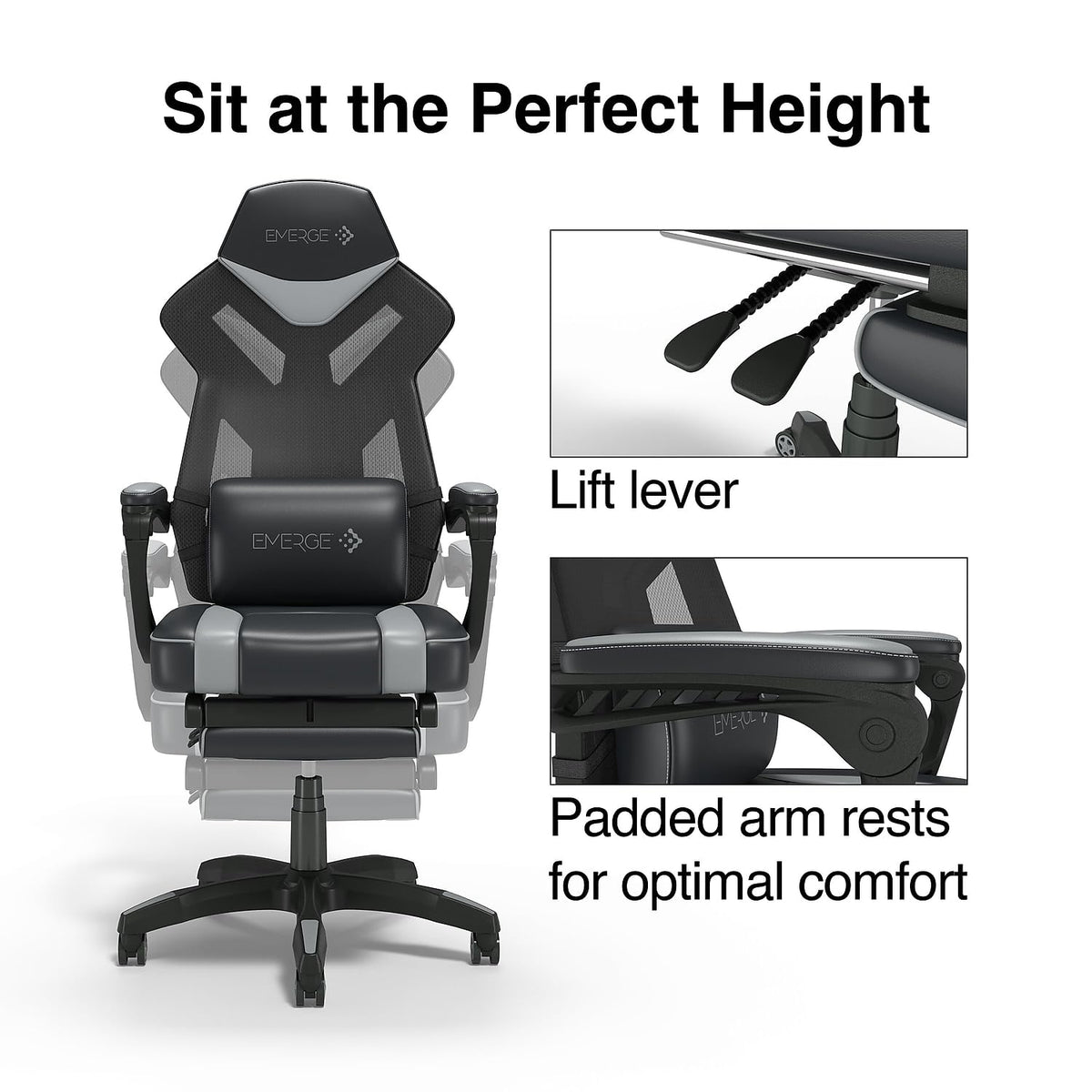 Black & Gray Reclining Gaming Chair