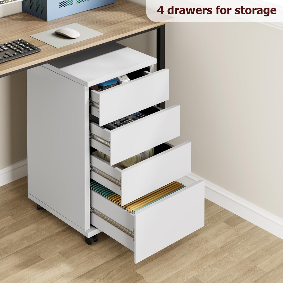 4-Drawer Rolling Office Cabinet