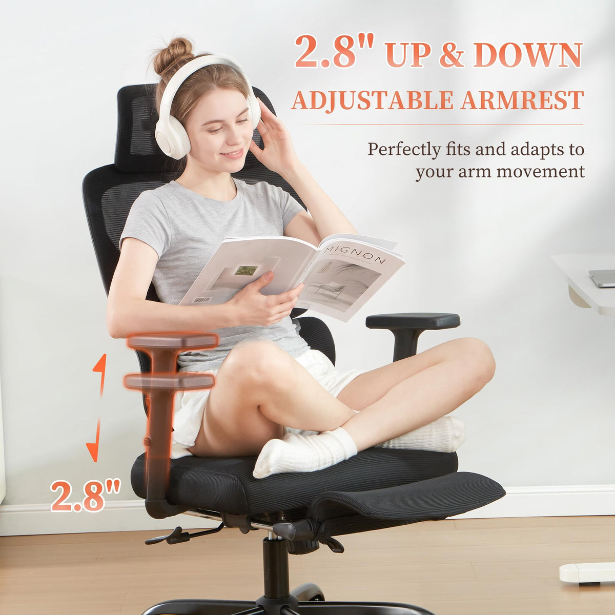 JOMEED Ergonomic Office Chair with Footrest, High Back Reclining Desk Chair