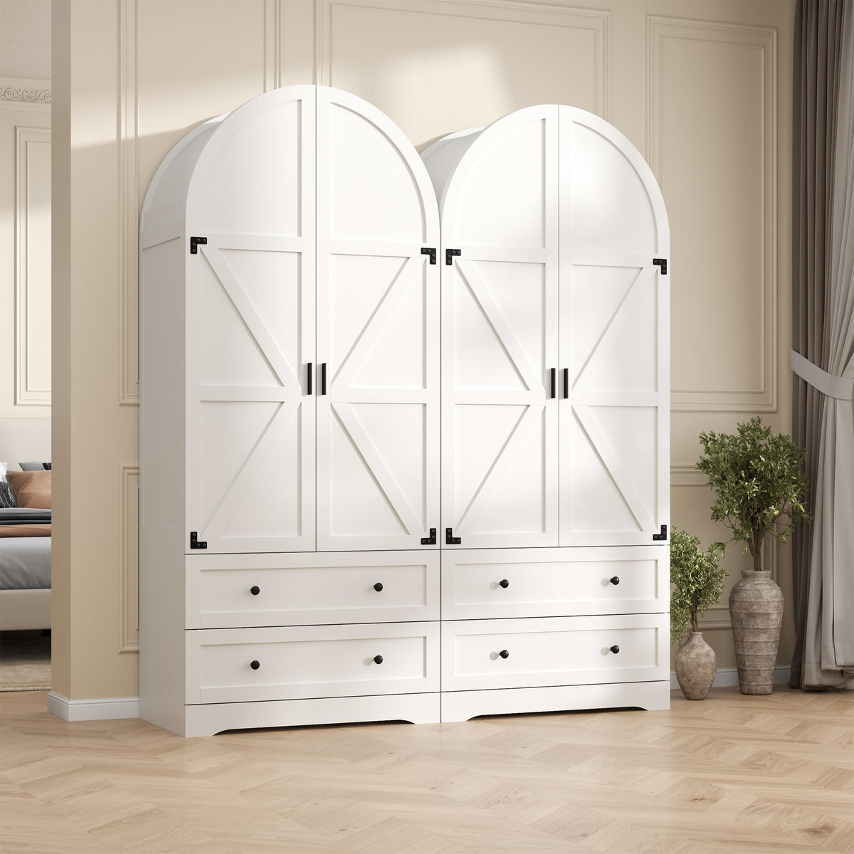 White Wardrobe with Drawers