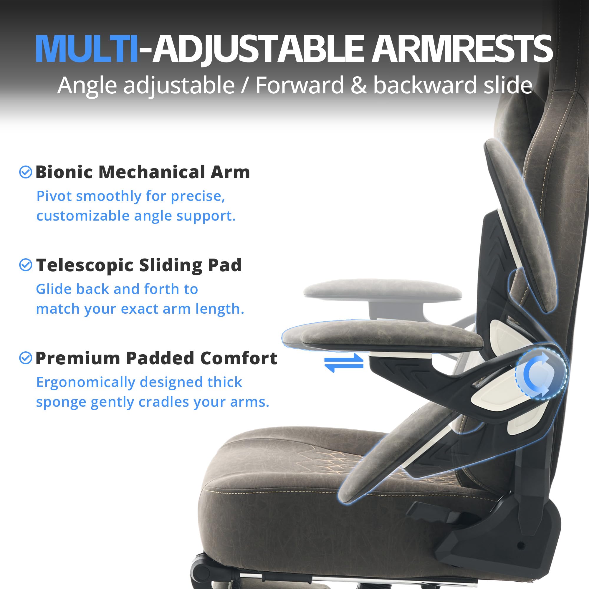 Ergonomic Gaming Chair with Mechanical Arms & Footrest