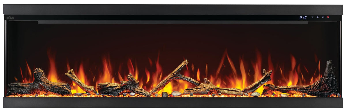 Astound 74 FlexMount Electric Fireplace - NEFL74AB - 74-Inch, Flexible Installation, Built-in or Wall Hanging, Realistic Flames, Wi-Fi Enabled, Voice or App Control, Included Logs and Woodland Kit