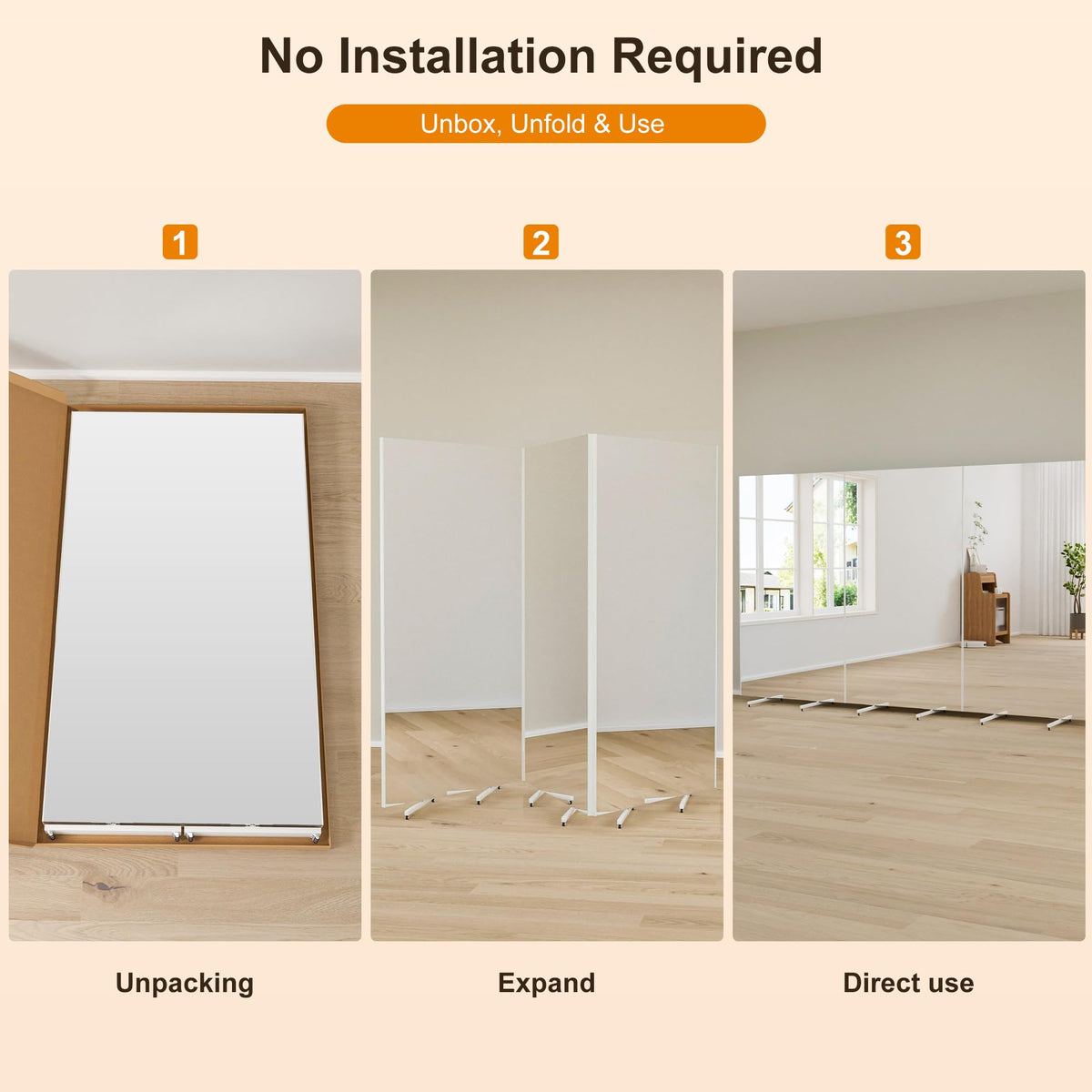 Brisafe Mobile Folding Screen NanoMirror, 118 x 71 in, White