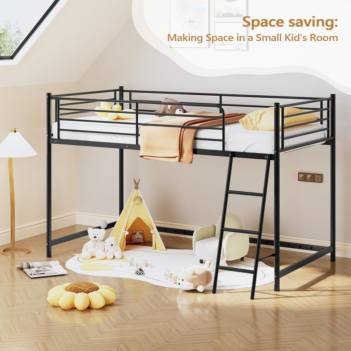 Twin Metal Low Loft Bed