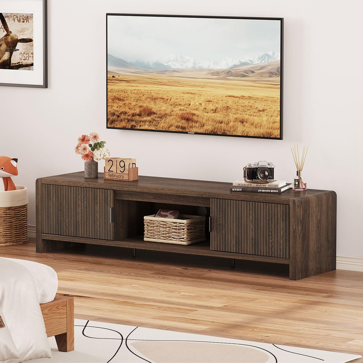 Waveform Fluted-Door TV Stand 63"