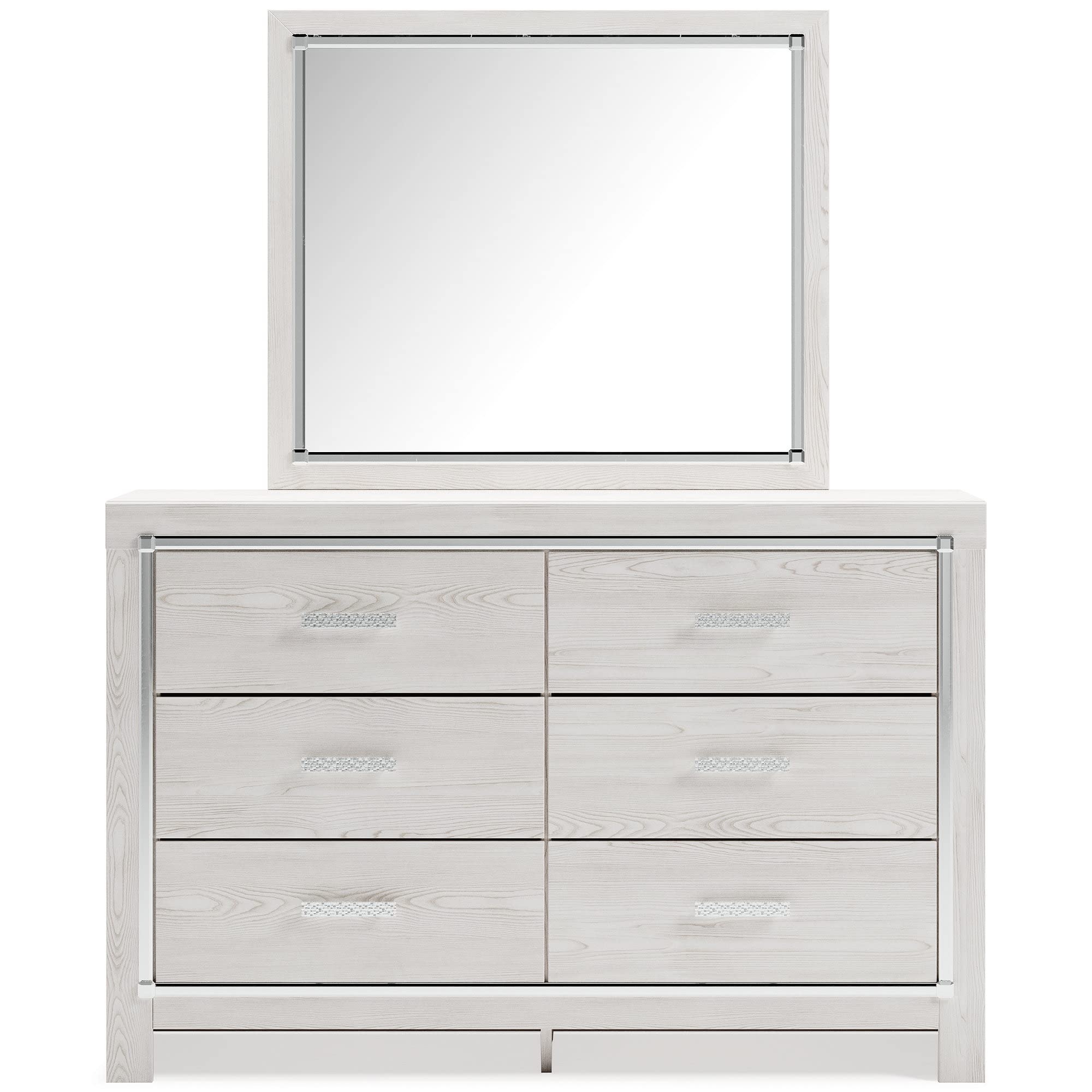 Signature Design by Ashley Altyra Modern Glam 6 Drawer Dresser, Whitewash