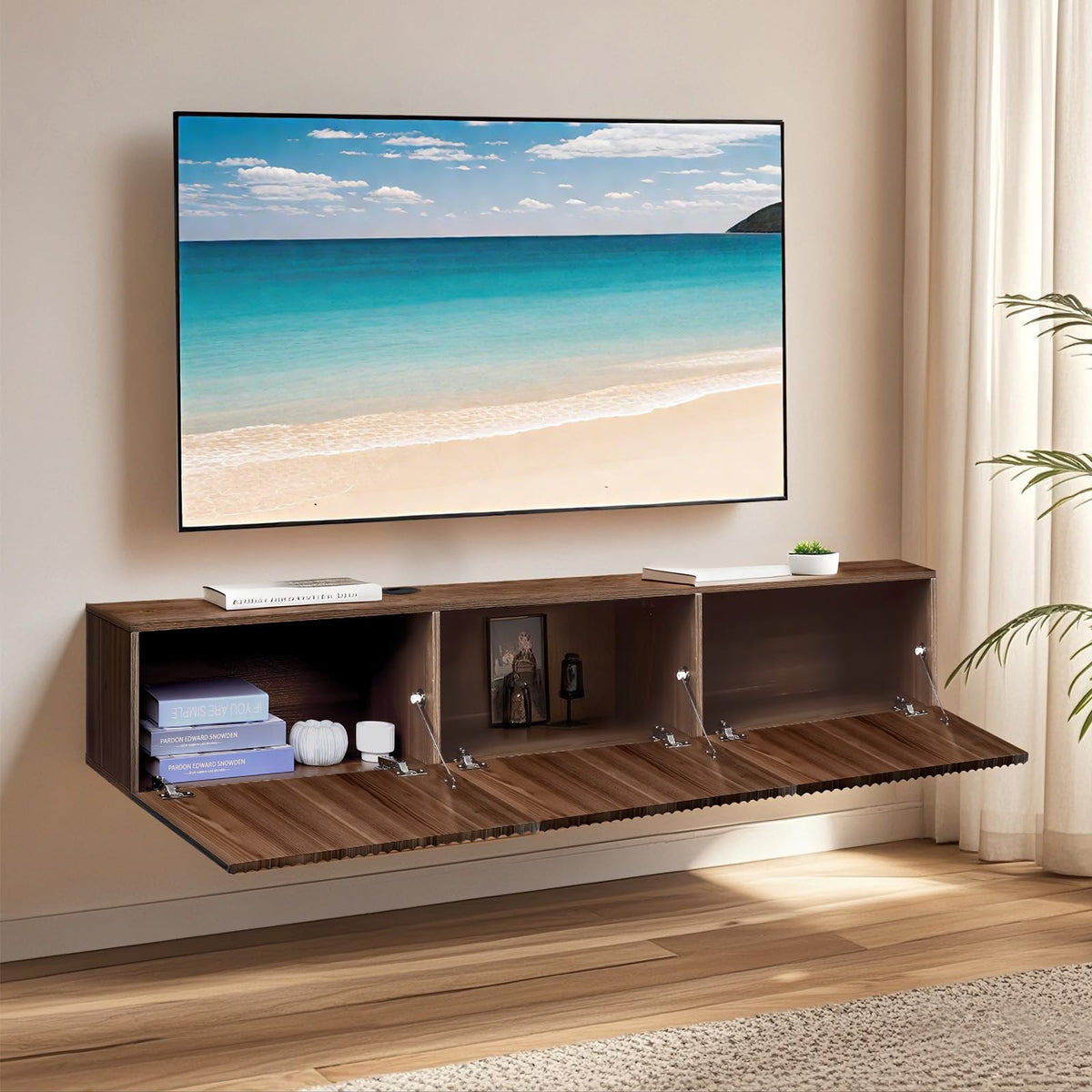 Fluted Floating TV Stand