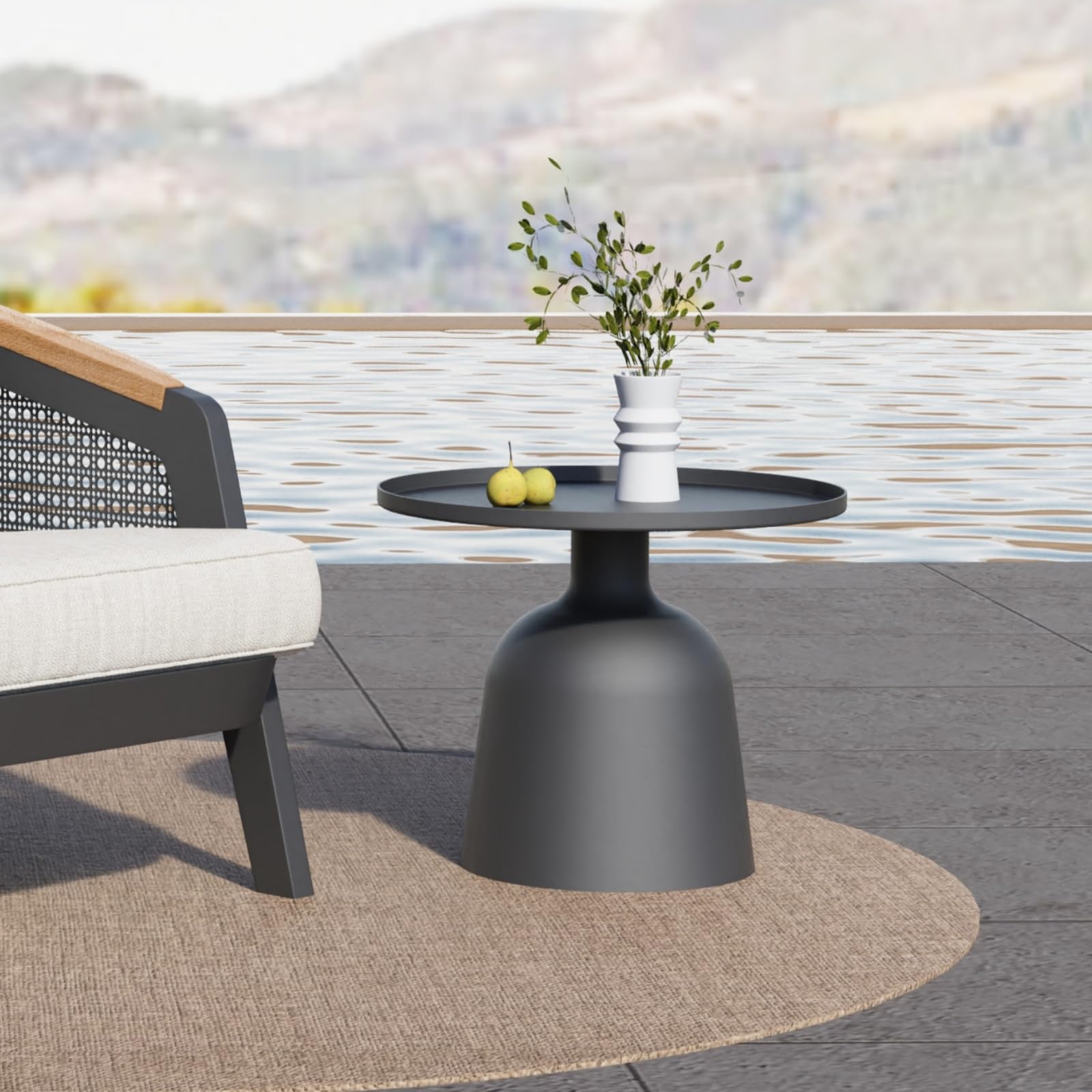 Round Outdoor Coffee Table – Weather-Resistant Aluminum