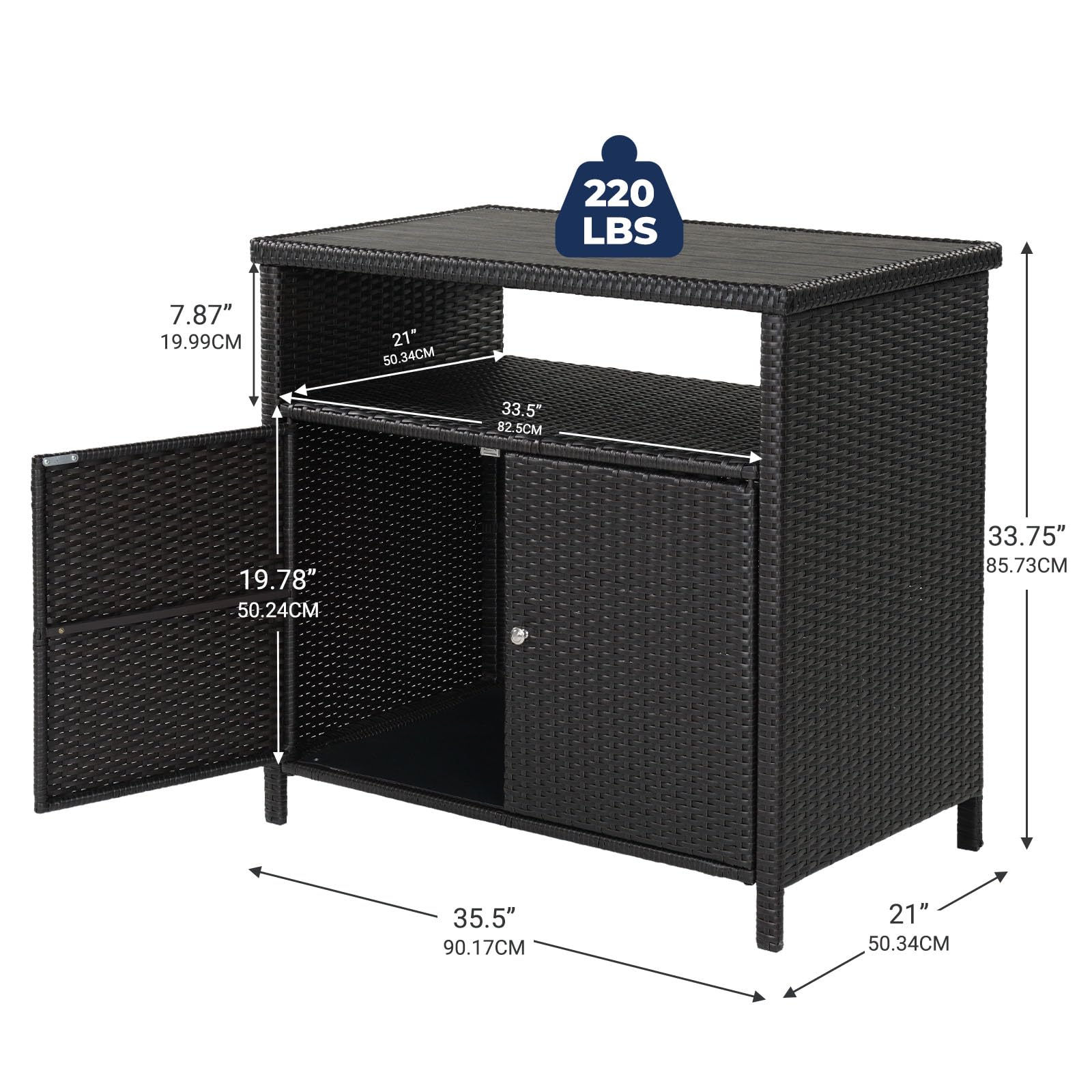 Wicker Storage Cabinet with Doors & Shelves