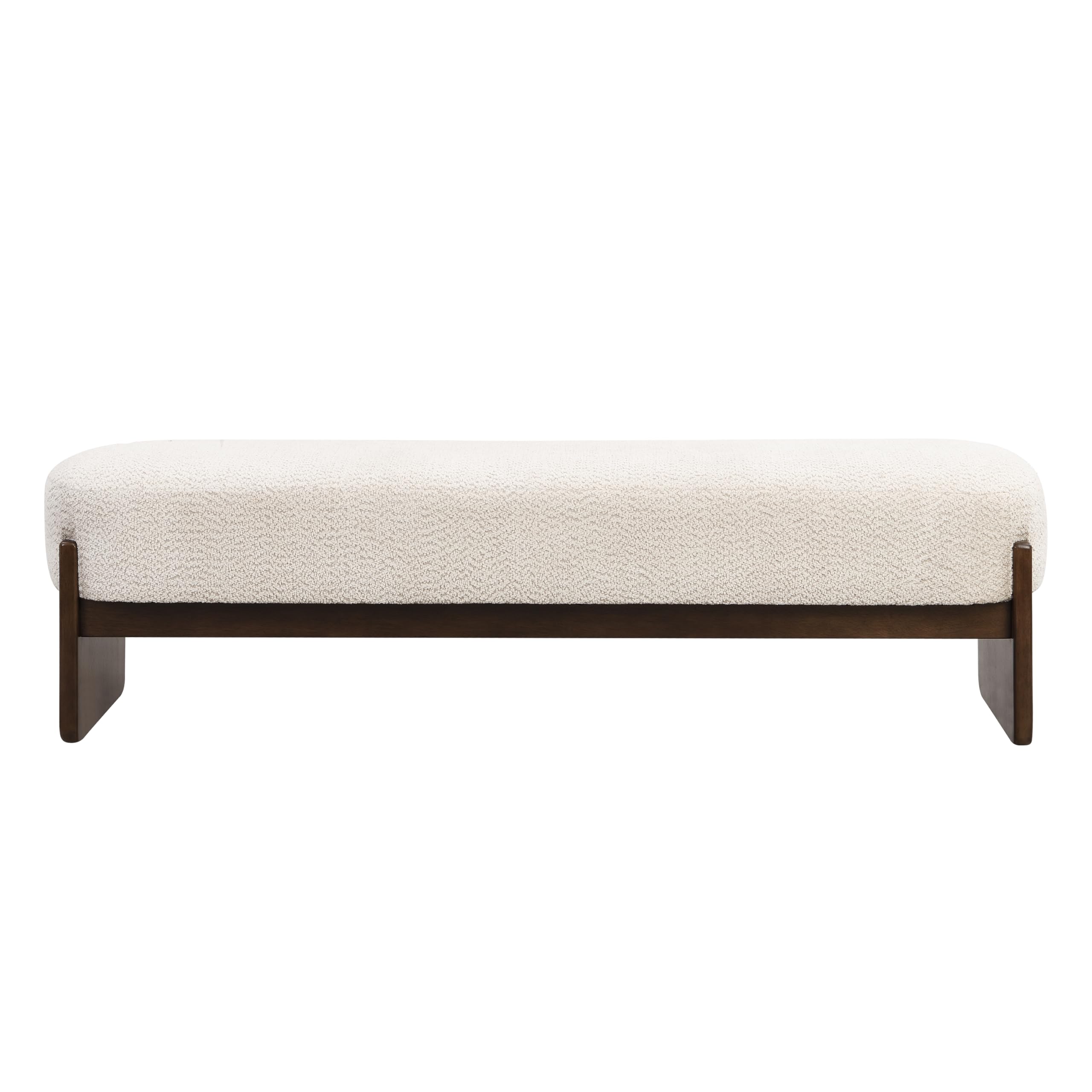 Christopher Knight Home Arden Minimalist Style Rectangular Loop Yarn Fabric Ottoman Bench, Rubberwood Frame, Entryway Bench, Living Room Sofa Extra Seat, End of Bed Footstool, Beige+Brown