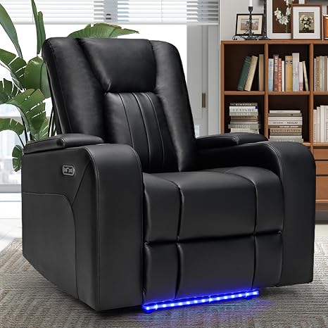 Power Recliner Chair Set of 2 – PU Leather, LED, USB & Type-C Ports