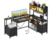 75" L-Shaped Gaming Desk with Hutch & Storage