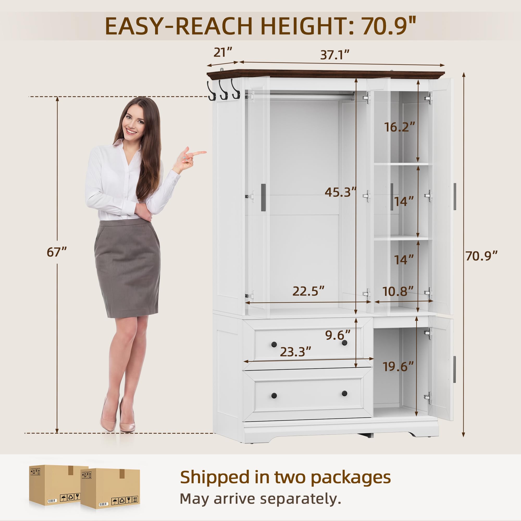 Armoire Wardrobe Closet with Drawers