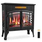 RealSmart Electric Fireplace Heater, 25“ Freestanding Stove Heater with 3D Realistic Flame Effect, Fireplace Stove Overheat Safety Protection for Indoor Use Bedroom,750W 1500W Retro Black