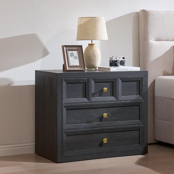 Modern 3-Drawer Nightstand Set of 2 with Charging Station