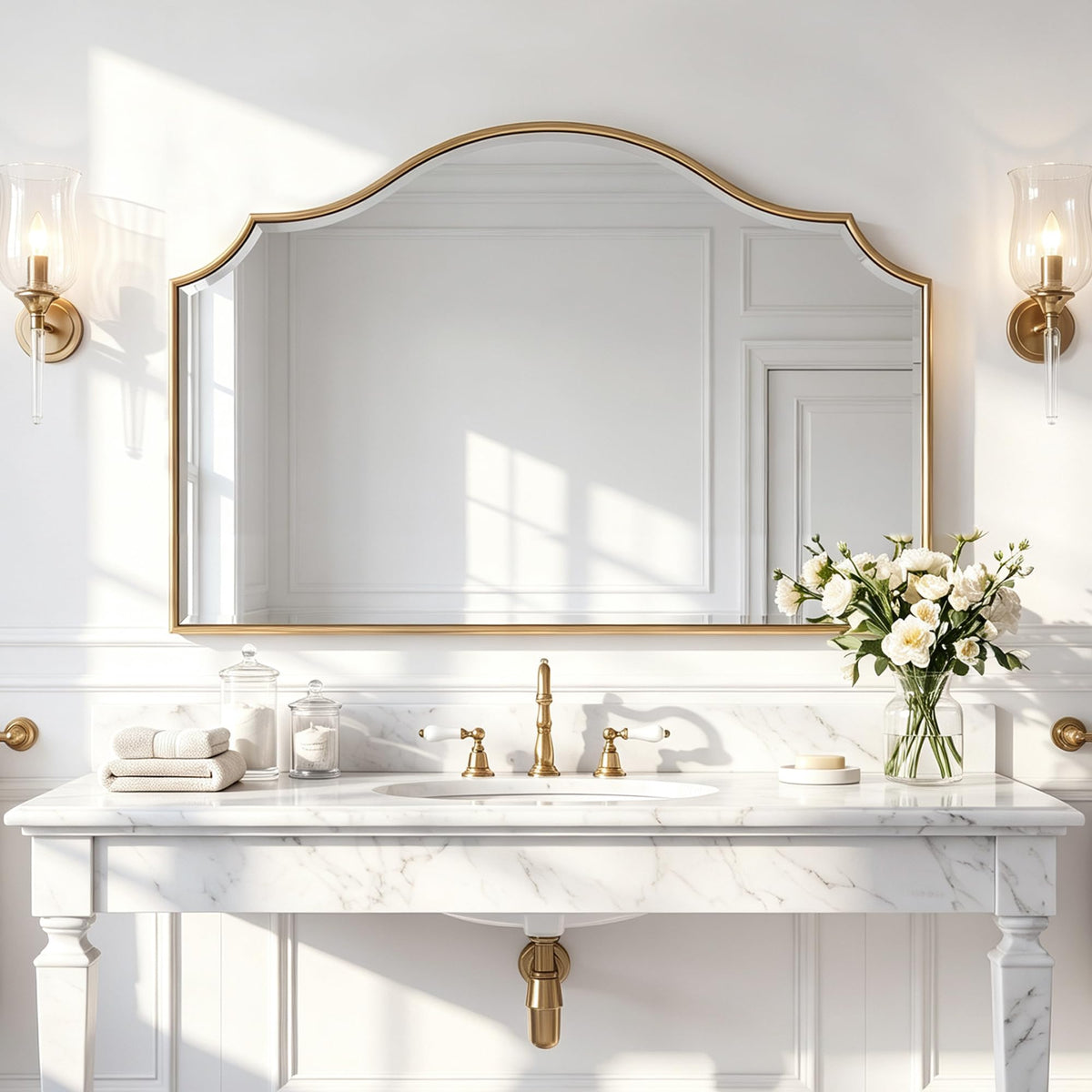 Gold Scalloped Arched Wall Mirror