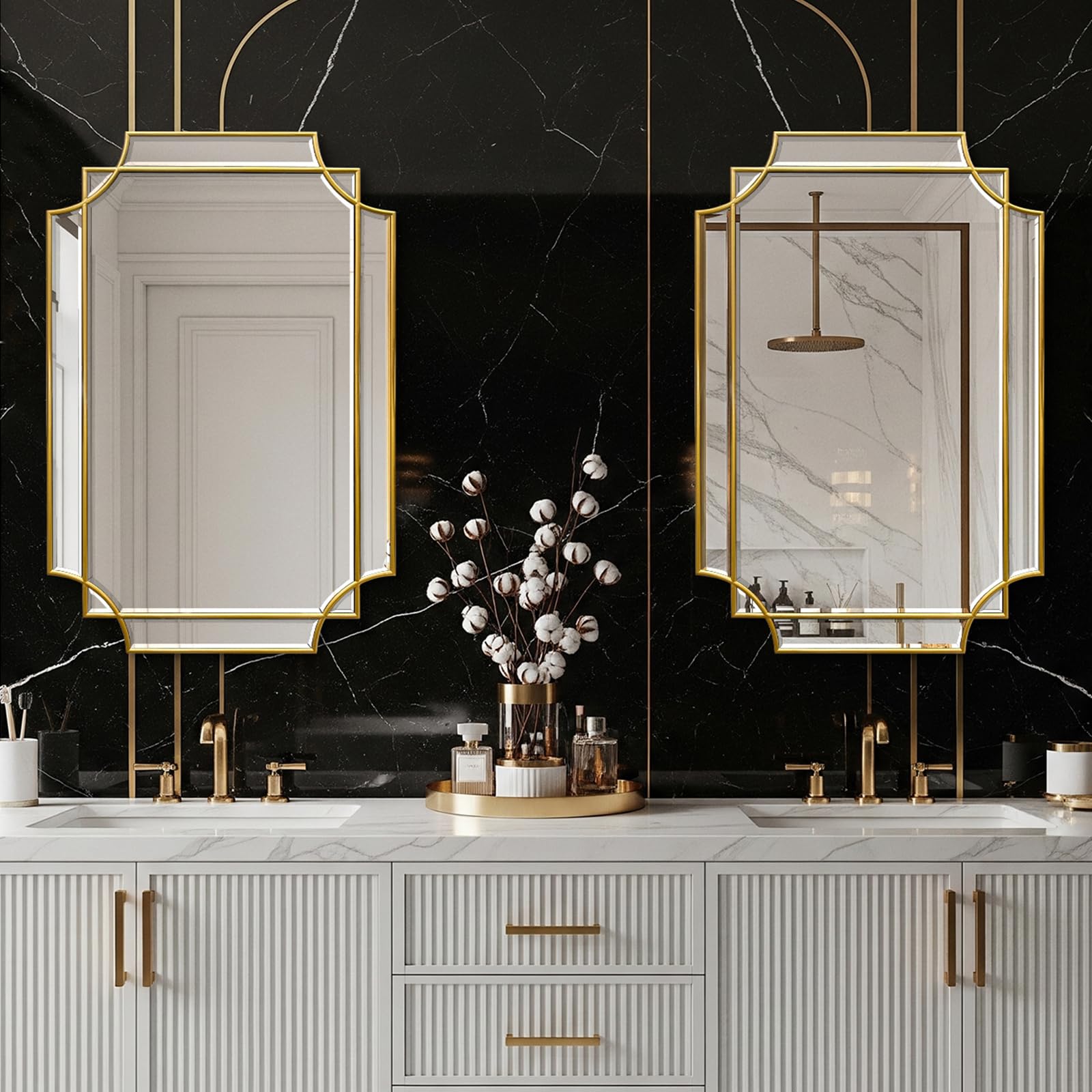 Gold Beveled Rectangular Wall Mirror