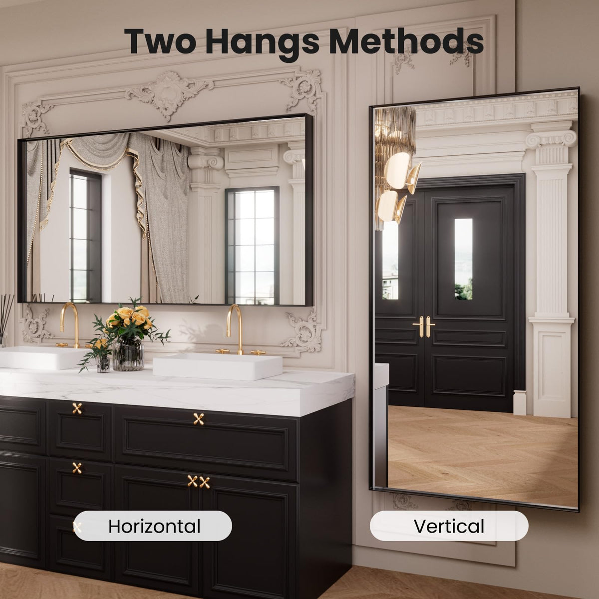 Black Rectangular Bathroom Mirror