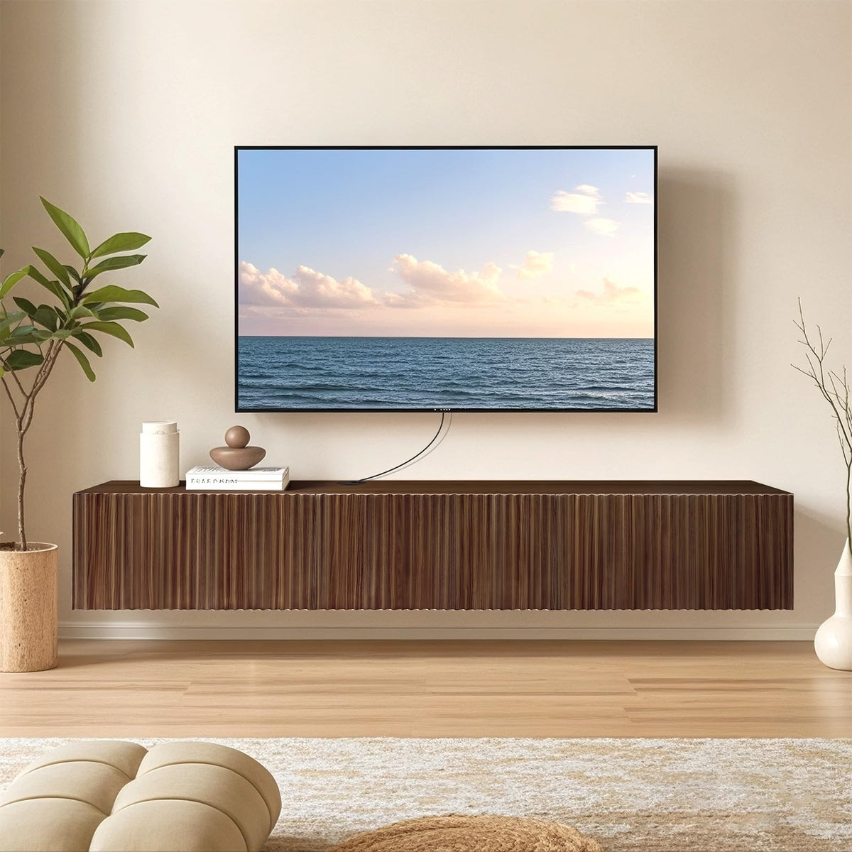 Fluted Floating TV Stand