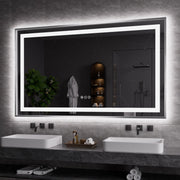 Amorho LED Bathroom Mirror 60"X36", Front Light and Backlit(Brushed Silver)