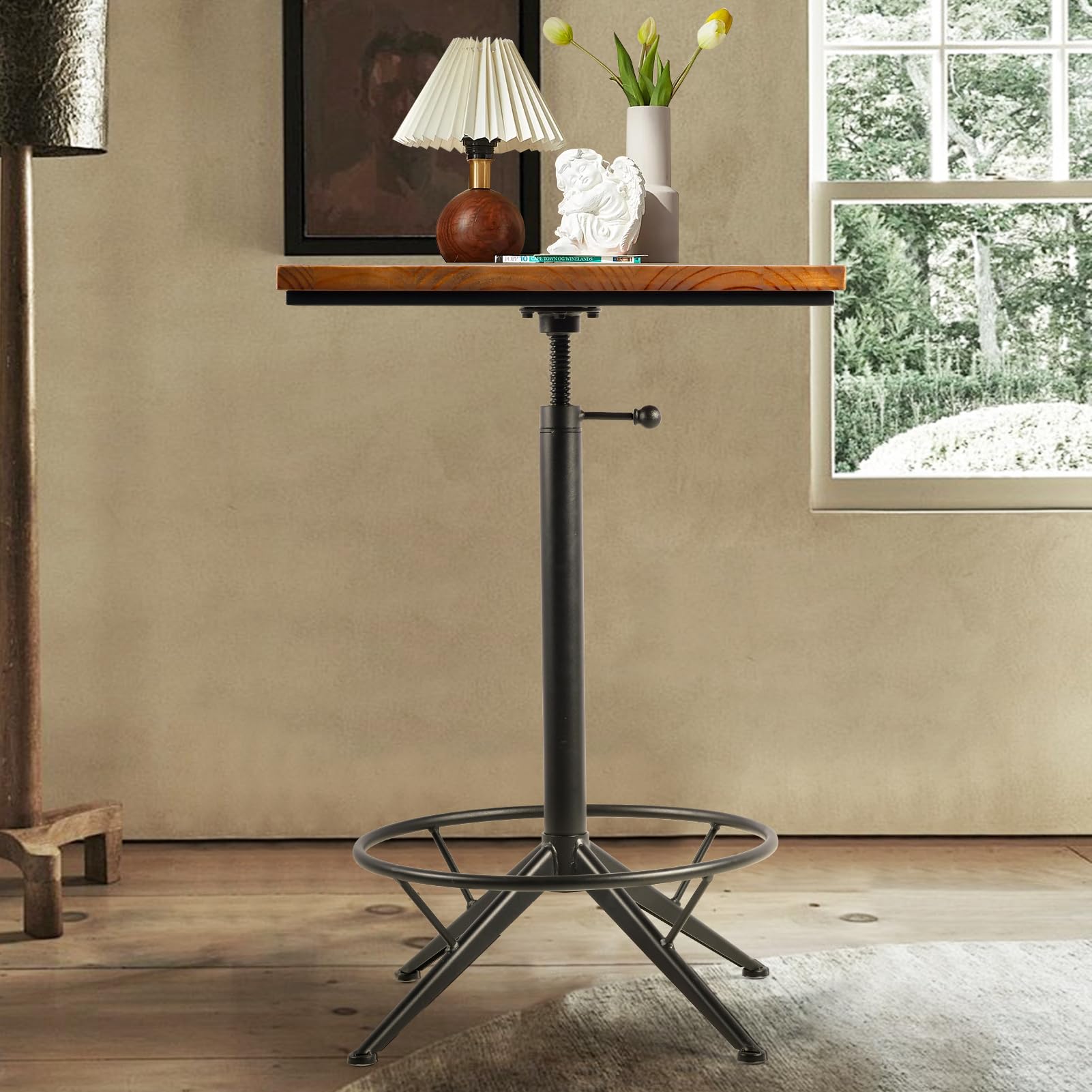 Industrial Bar Table & 2 Swivel Stools Set