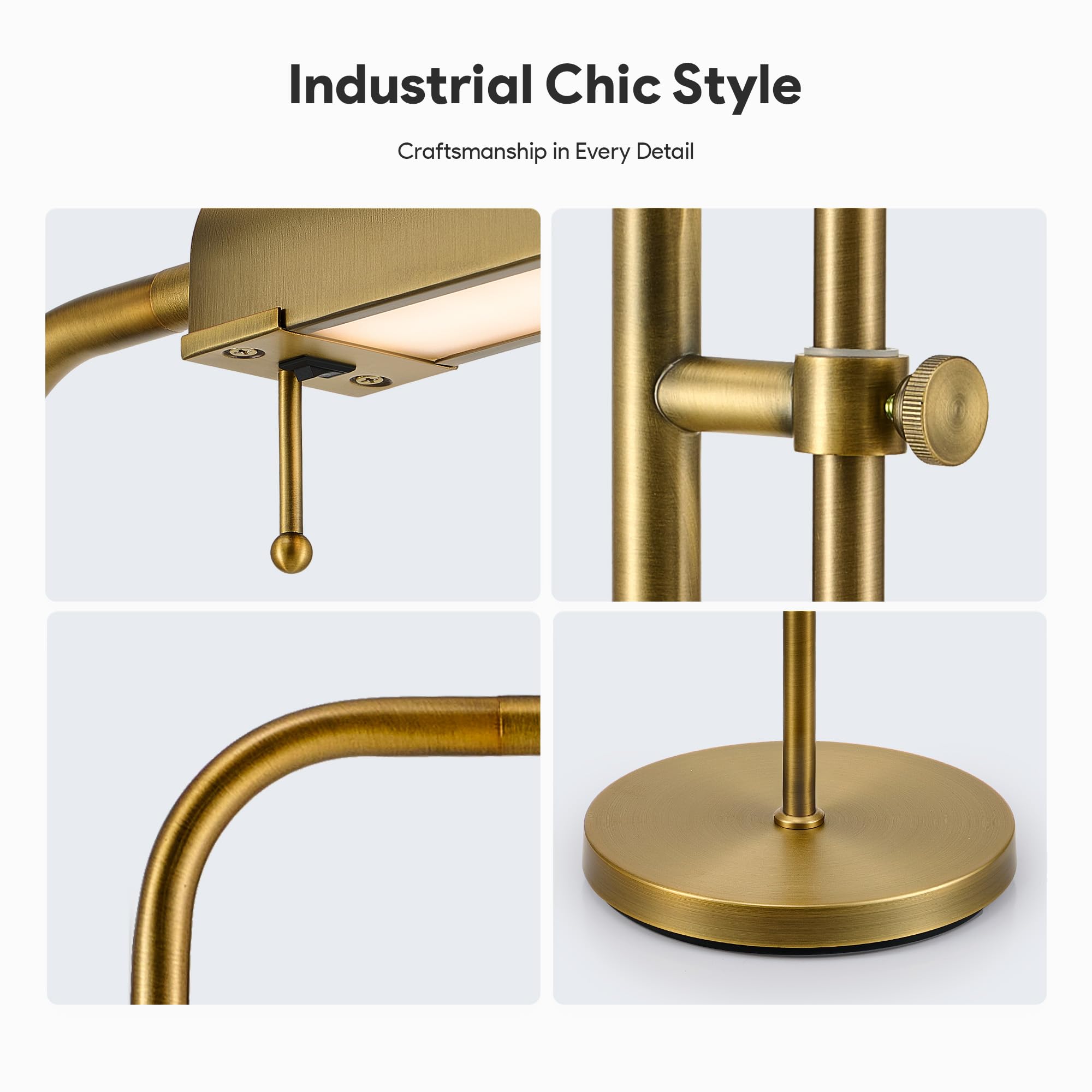 Industrial LED Floor Lamp with Adjustable Swing Arm