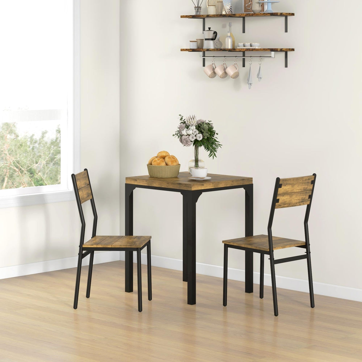 3-Piece Rustic Dining Set for 2