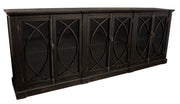 Moti Wheatstone 6-Door Sideboard in Antique Black Finish on Pine Solid Wood