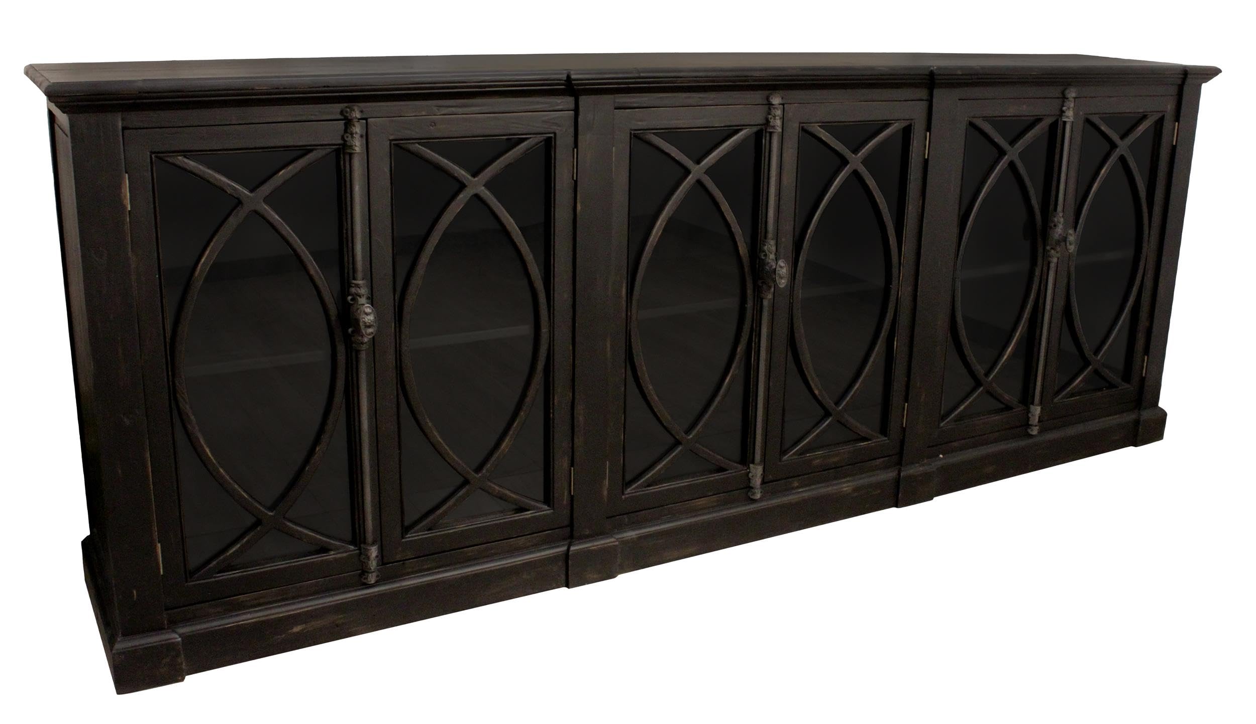 Moti Wheatstone 6-Door Sideboard in Antique Black Finish on Pine Solid Wood