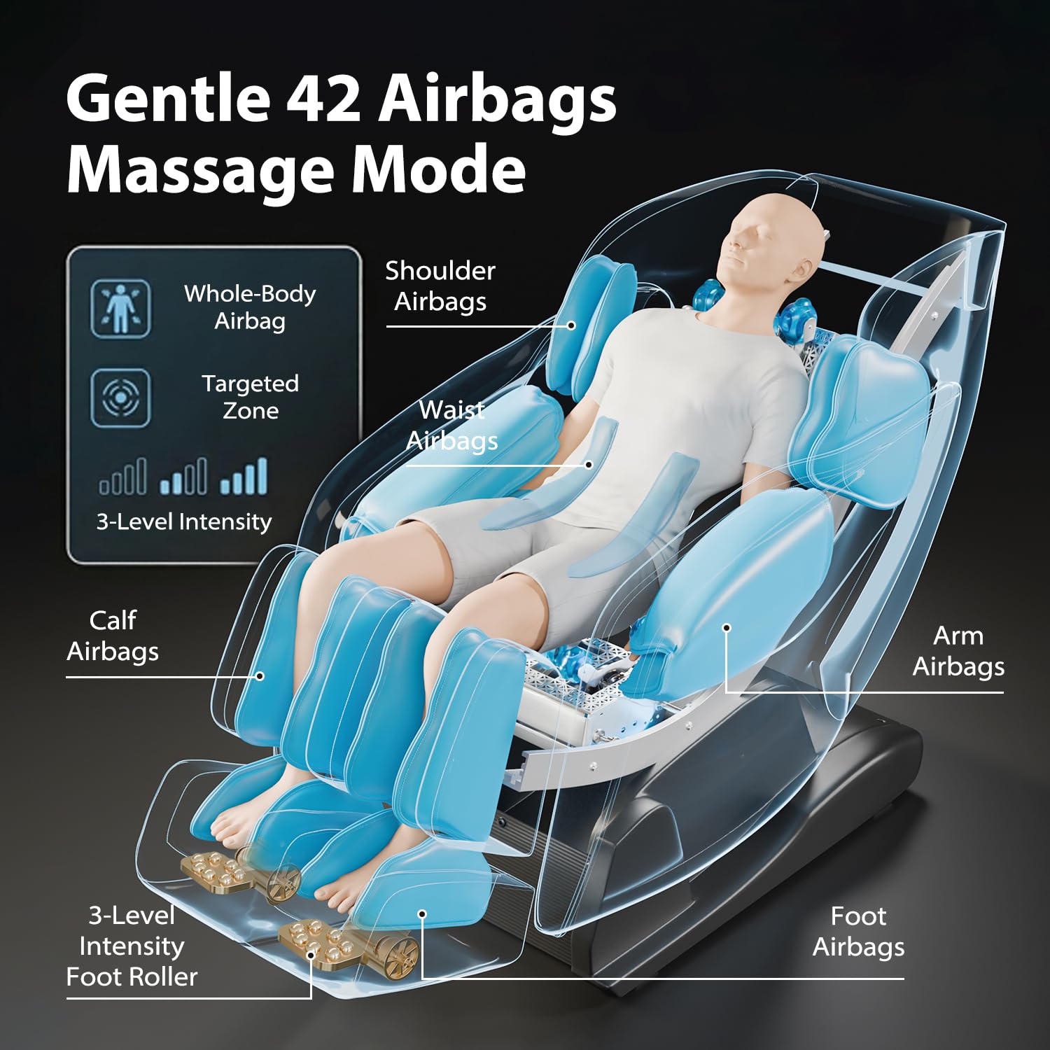 iBooMas 2026 Massage Chair Full Body, 5 Heating Zones for Daily Pain Relief, Zero Gravity 54'' SL-Track, Body Scan, 18 Auto & Manual Modes, Foot Roller, Thai Stretch, Airbags (Black & Brown)