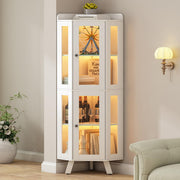 Corner Display Cabinet with Glass Doors, 4-Tier, 60"H