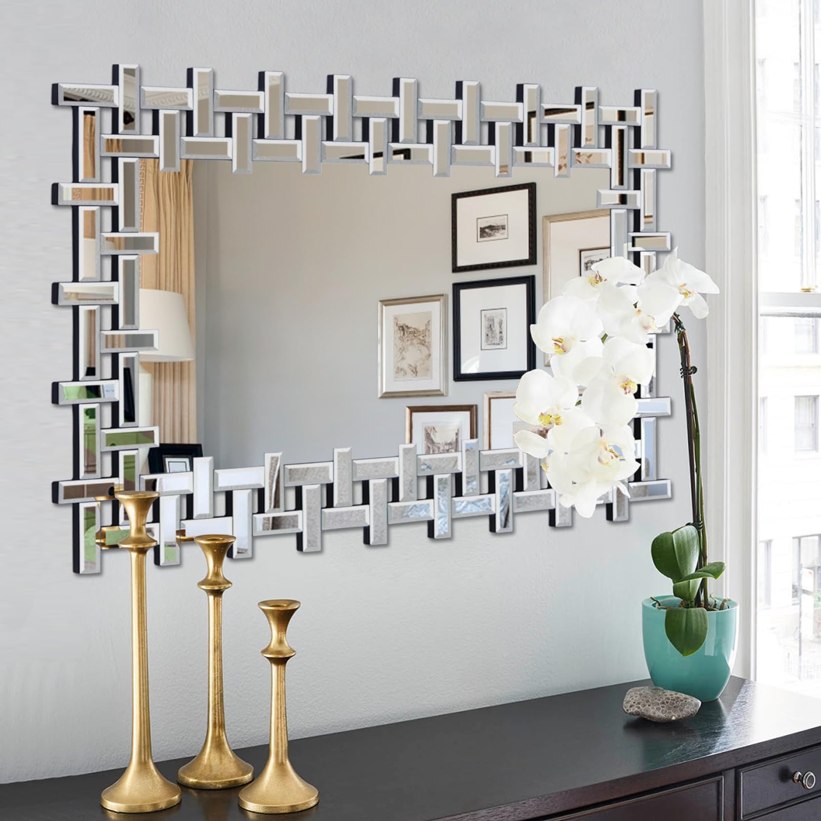 Large Rectangular Wall Mirror – Silver Glass Frame