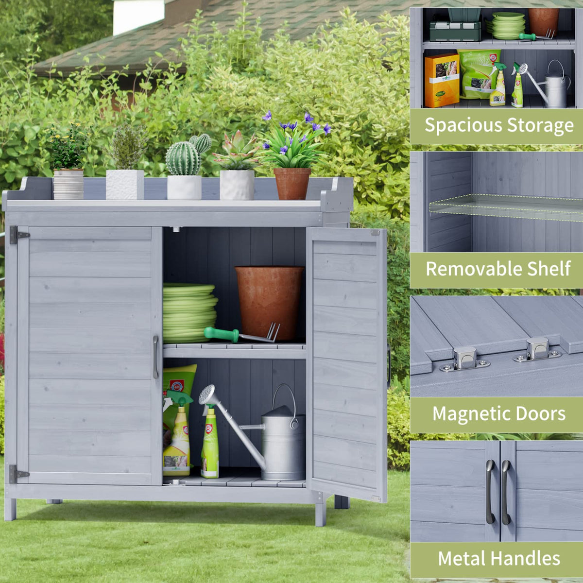 Outdoor Potting Bench with Cabinet