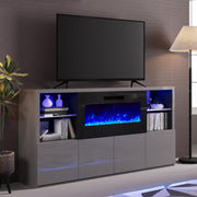 68" Fireplace TV Stand with LED Lights