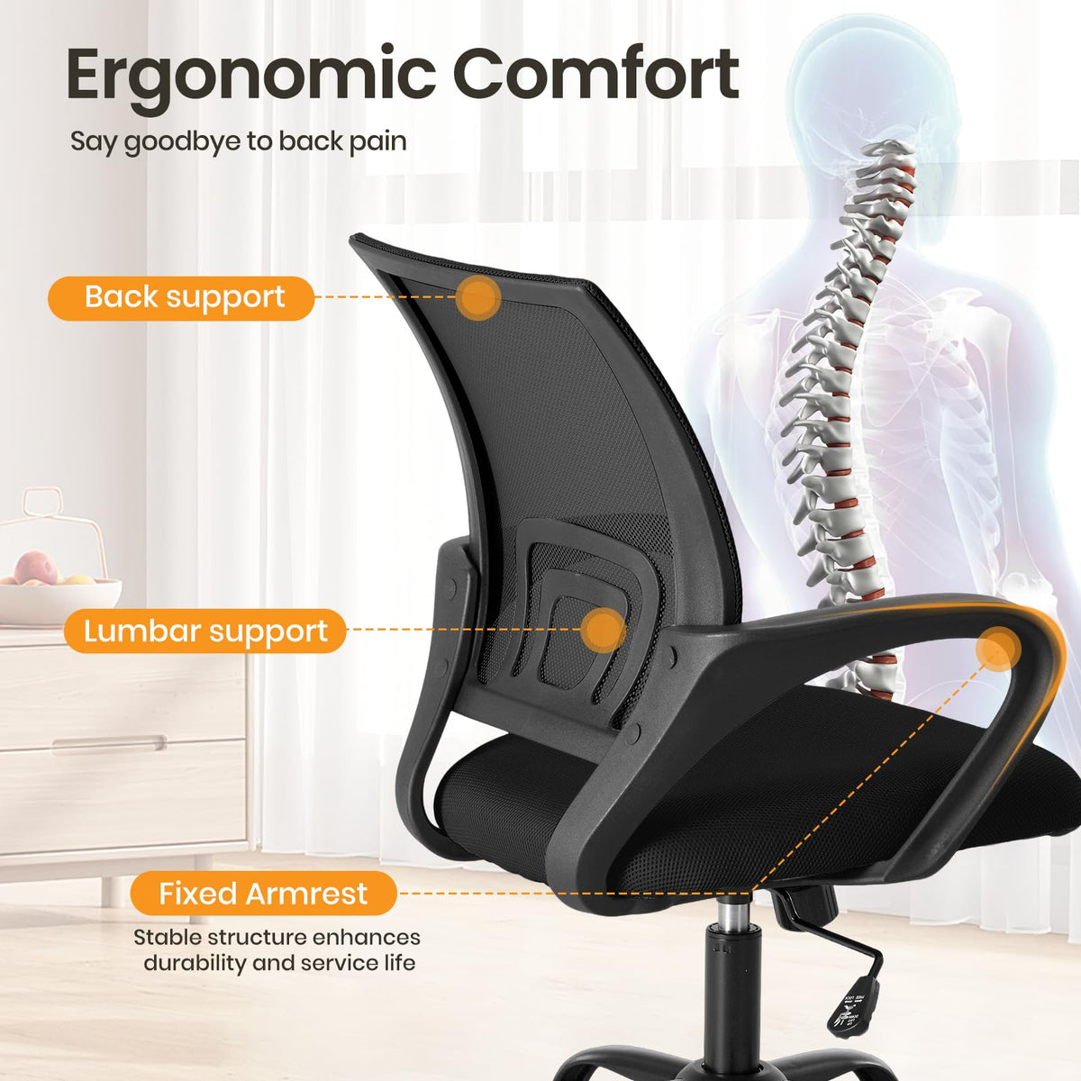 OLIXIS Office Desk Chair, Ergonomic Computer Chair, Lumbar Support
