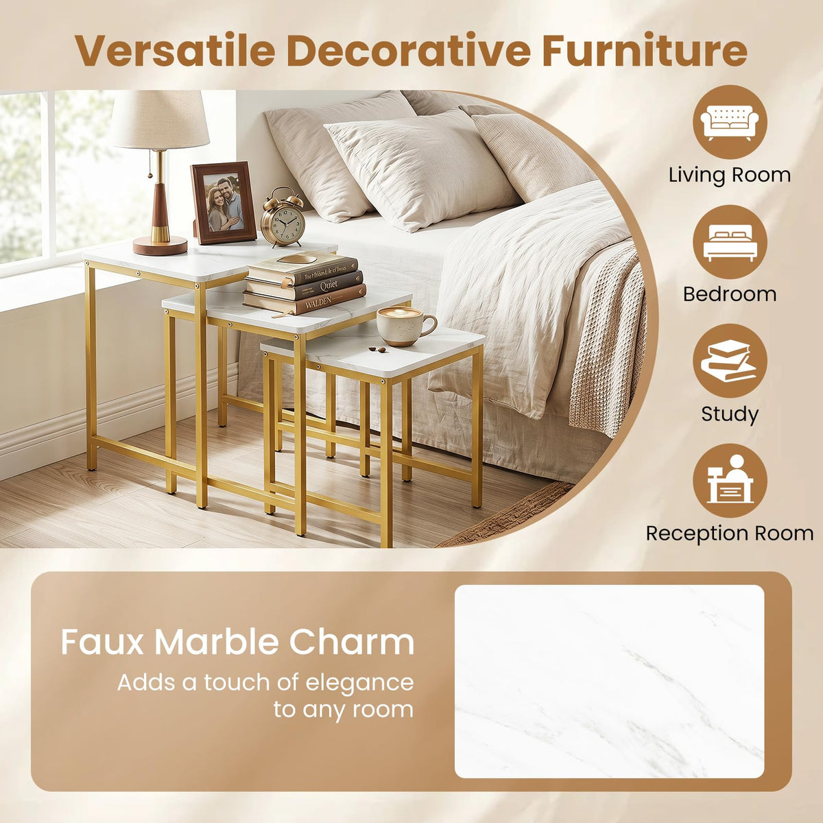 White & Gold Nesting Side Tables
