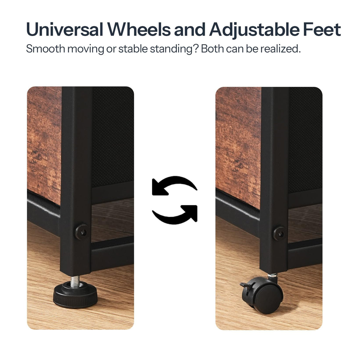 HOOBRO File Cabinet, 2-Drawer Vertical Mobile Office Cabinet, Rolling Printer Stand, for A4/Letter Size Files, Nonwovens Drawer, for Home Office, Rustic Brown BF21WJ01G1