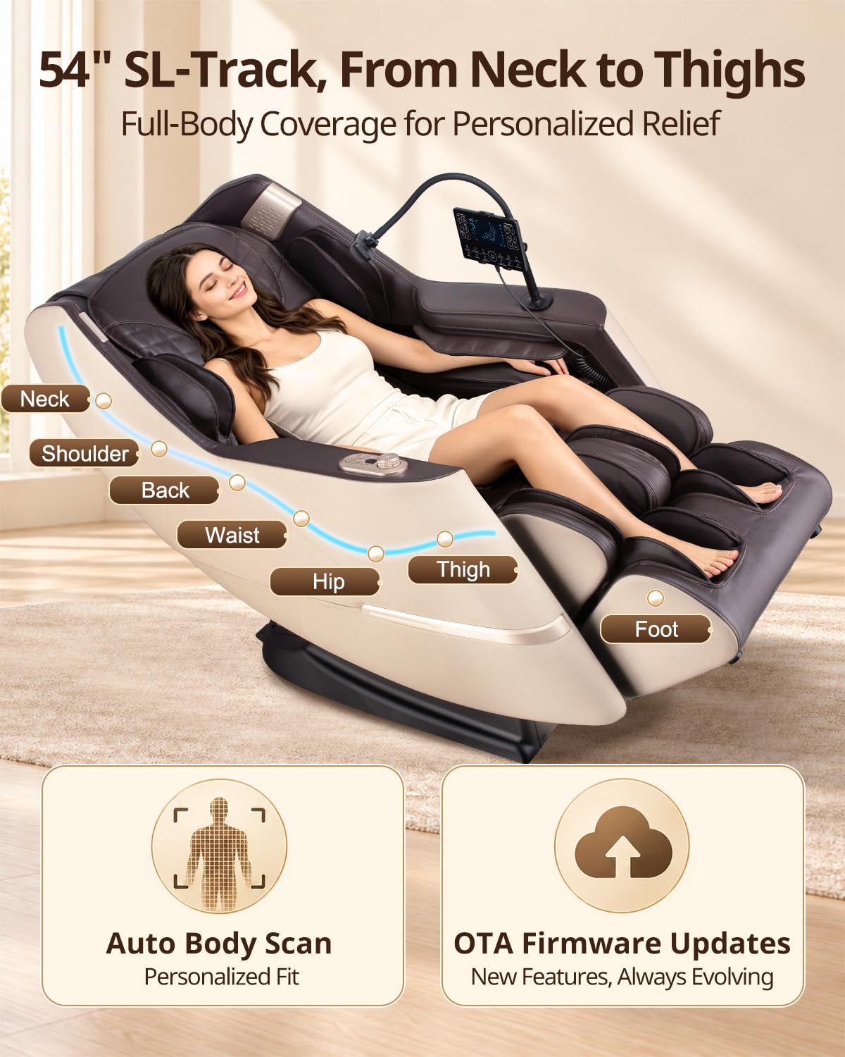 iBooMas Massage Chair Full Body Zero Gravity Upgrade 55“ SL-Track Recliner