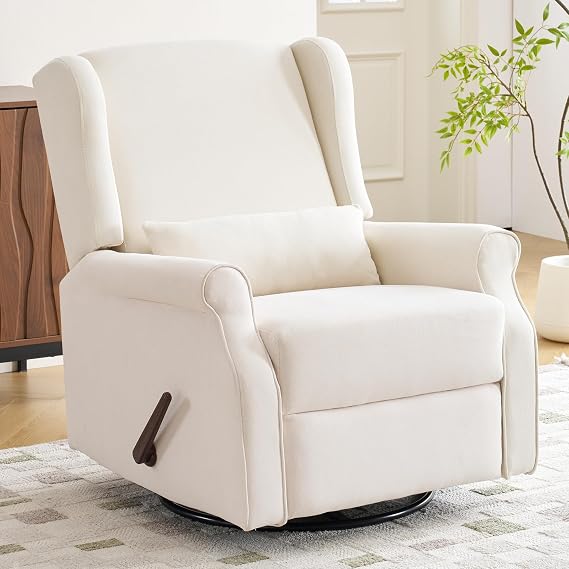 Green Chenille Swivel Rocker Recliner