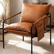 Brown Faux Leather Accent Chair