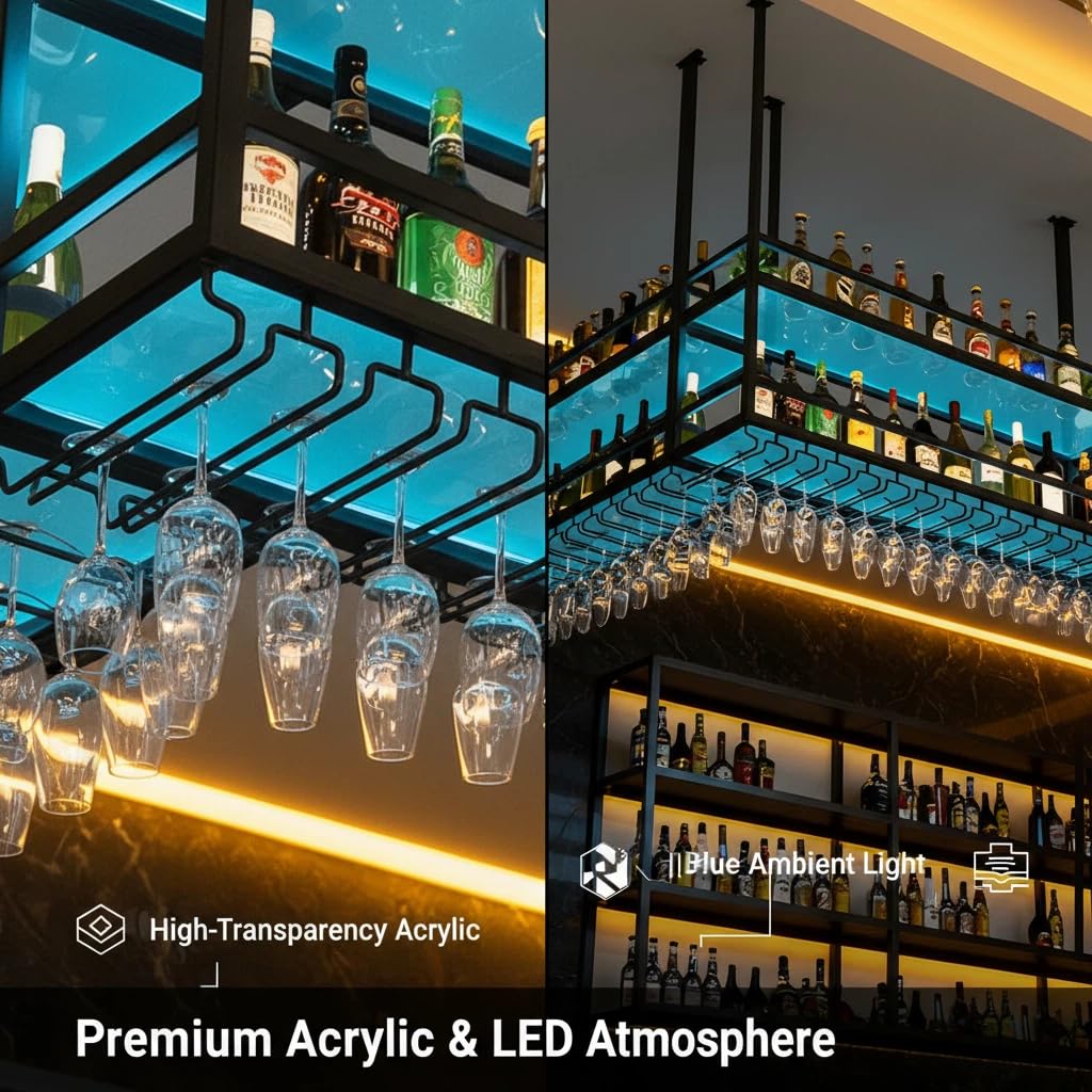 Acrylic Ceiling Wine Rack with LED